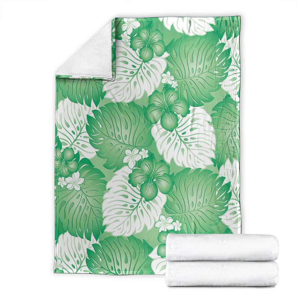 Green Aloha Hawaii Blanket Monstera Hibiscus Plumeria Seamless Vibes LT14 - Polynesian Pride