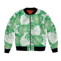 Green Aloha Hawaii Bomber Jacket Monstera Hibiscus Plumeria Seamless Vibes LT14 Unisex Green - Polynesian Pride