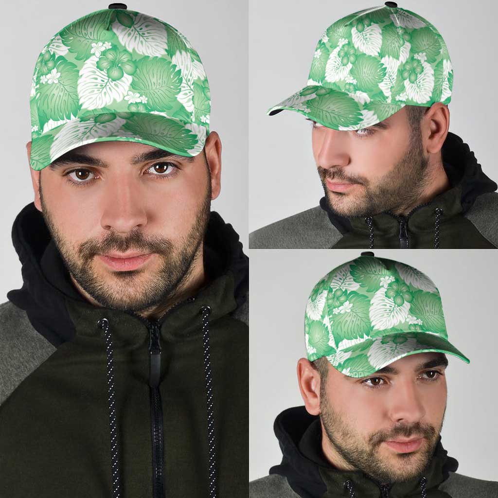 Green Aloha Hawaii Classic Cap Monstera Hibiscus Plumeria Seamless Vibes LT14 - Polynesian Pride
