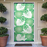 Green Aloha Hawaii Door Cover Monstera Hibiscus Plumeria Seamless Vibes LT14 Green - Polynesian Pride