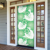 Green Aloha Hawaii Door Cover Monstera Hibiscus Plumeria Seamless Vibes LT14 - Polynesian Pride