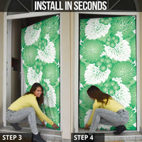 Green Aloha Hawaii Door Cover Monstera Hibiscus Plumeria Seamless Vibes LT14 - Polynesian Pride