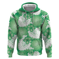 Green Aloha Hawaii Hoodie Monstera Hibiscus Plumeria Seamless Vibes LT14 Pullover Hoodie Green - Polynesian Pride