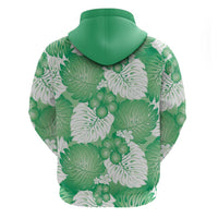 Green Aloha Hawaii Hoodie Monstera Hibiscus Plumeria Seamless Vibes LT14 - Polynesian Pride