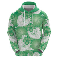 Green Aloha Hawaii Hoodie Monstera Hibiscus Plumeria Seamless Vibes LT14 - Polynesian Pride