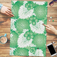 Green Aloha Hawaii Puzzle Monstera Hibiscus Plumeria Seamless Vibes LT14 Green - Polynesian Pride