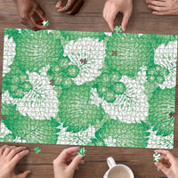 Green Aloha Hawaii Puzzle Monstera Hibiscus Plumeria Seamless Vibes LT14 - Polynesian Pride