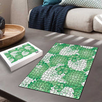 Green Aloha Hawaii Puzzle Monstera Hibiscus Plumeria Seamless Vibes LT14 - Polynesian Pride