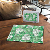 Green Aloha Hawaii Puzzle Monstera Hibiscus Plumeria Seamless Vibes LT14 - Polynesian Pride