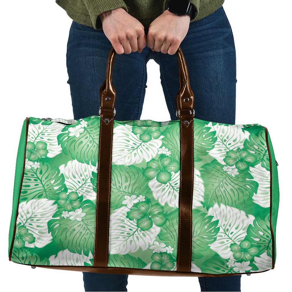 Green Aloha Hawaii Travel Bag Monstera Hibiscus Plumeria Seamless Vibes LT14 Green - Polynesian Pride