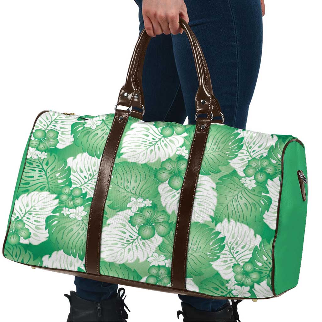 Green Aloha Hawaii Travel Bag Monstera Hibiscus Plumeria Seamless Vibes LT14 - Polynesian Pride