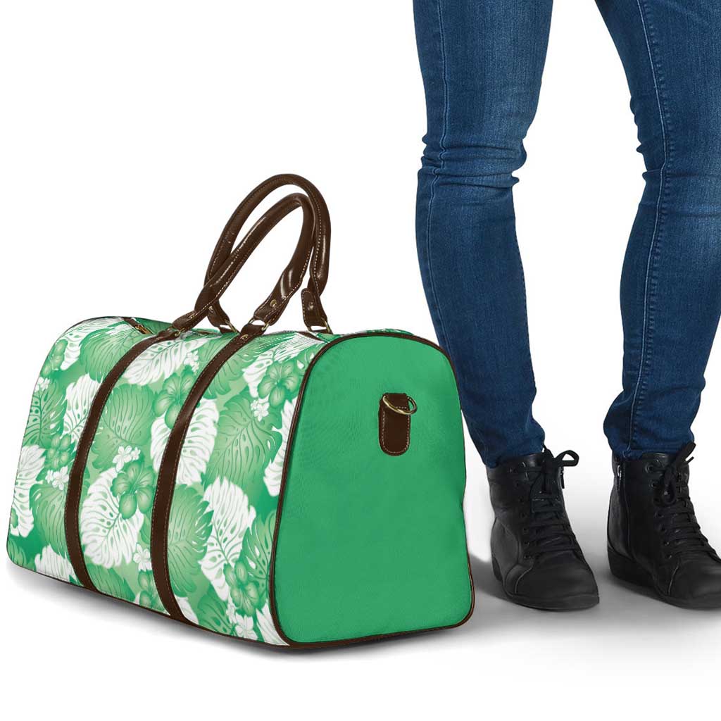 Green Aloha Hawaii Travel Bag Monstera Hibiscus Plumeria Seamless Vibes LT14 - Polynesian Pride