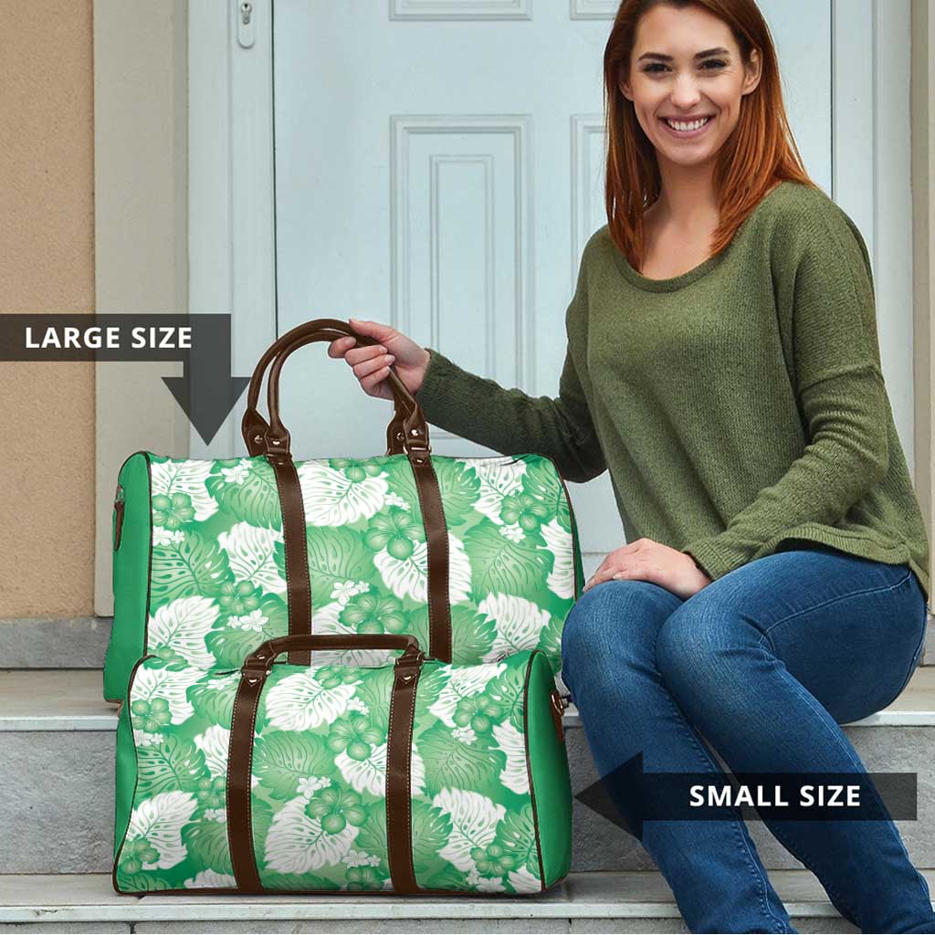 Green Aloha Hawaii Travel Bag Monstera Hibiscus Plumeria Seamless Vibes LT14 - Polynesian Pride