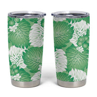 Green Aloha Hawaii Tumbler Cup Monstera Hibiscus Plumeria Seamless Vibes LT14 Green - Polynesian Pride