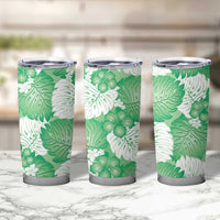 Green Aloha Hawaii Tumbler Cup Monstera Hibiscus Plumeria Seamless Vibes LT14 - Polynesian Pride