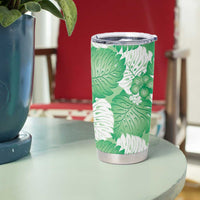 Green Aloha Hawaii Tumbler Cup Monstera Hibiscus Plumeria Seamless Vibes LT14 - Polynesian Pride