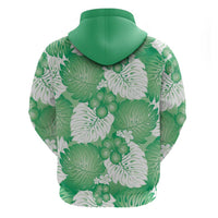 Green Aloha Hawaii Zip Hoodie Monstera Hibiscus Plumeria Seamless Vibes LT14 - Polynesian Pride