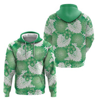 Green Aloha Hawaii Zip Hoodie Monstera Hibiscus Plumeria Seamless Vibes LT14 - Polynesian Pride
