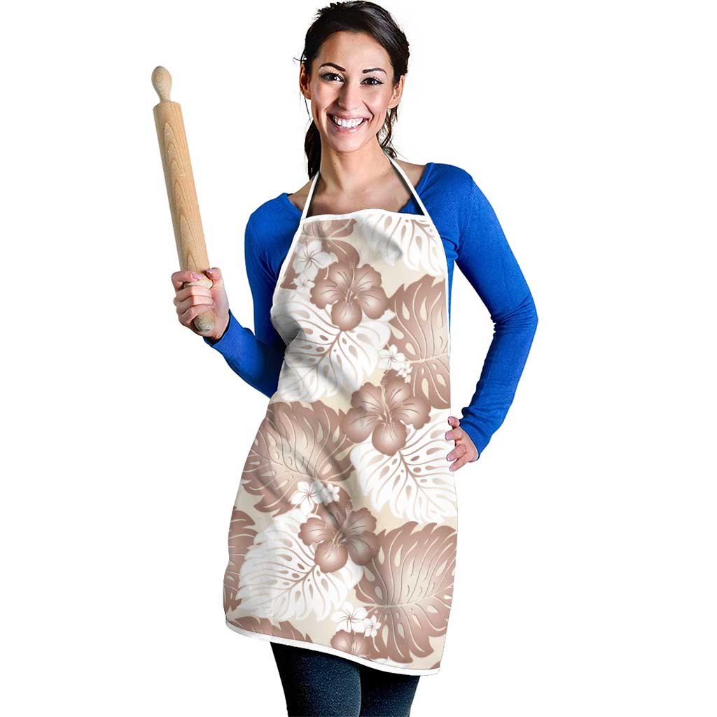 Mocha Mousse Aloha Hawaii Apron Monstera Hibiscus Plumeria Seamless Vibes LT14 - Polynesian Pride