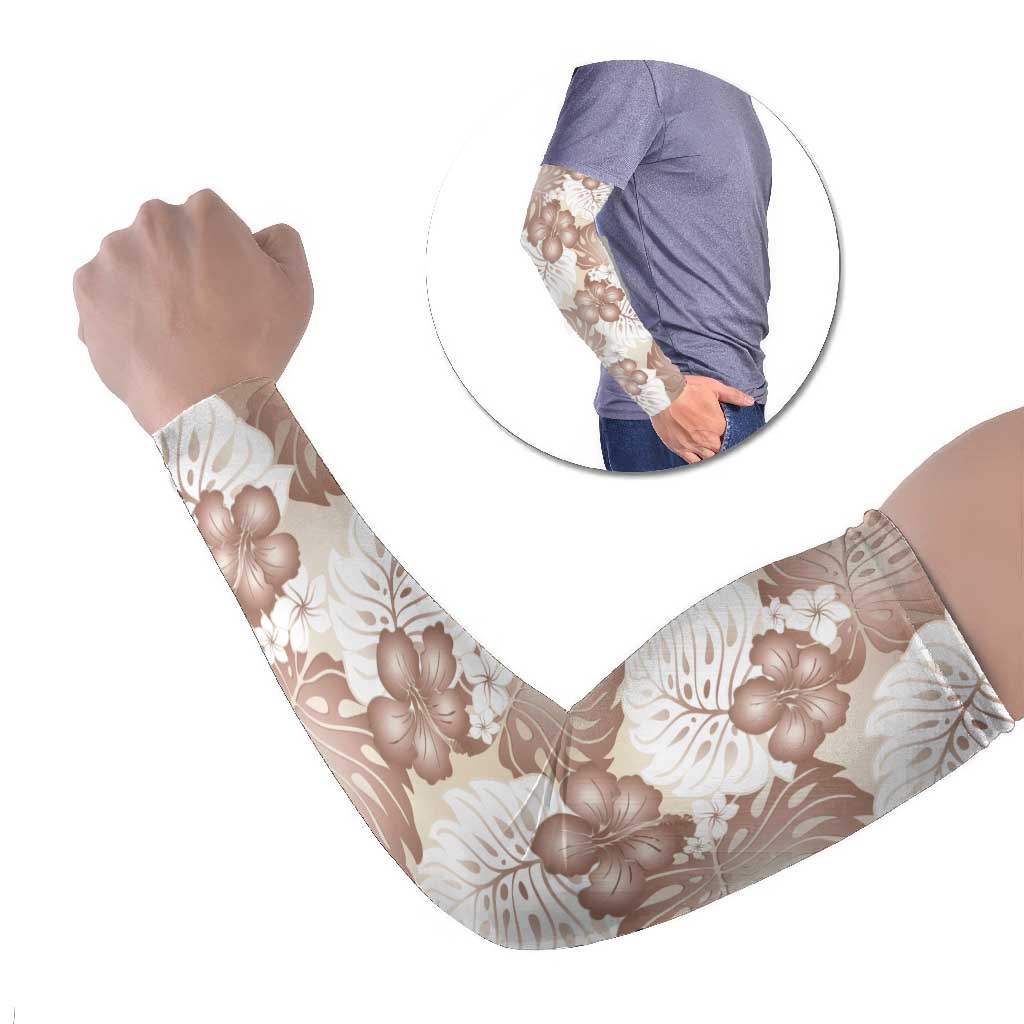 Mocha Mousse Aloha Hawaii Arm Sleeves Monstera Hibiscus Plumeria Seamless Vibes LT14 Set of 2 Mocha Mousse - Polynesian Pride