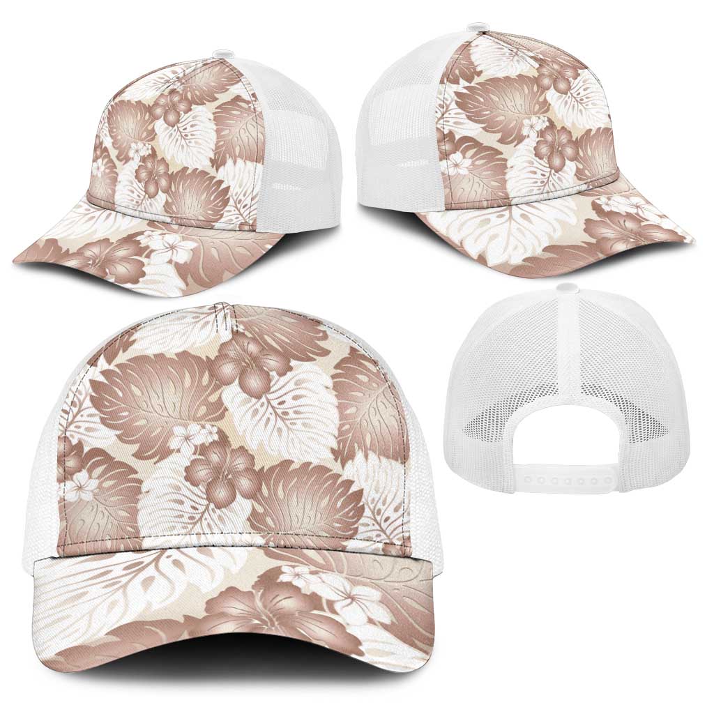 Mocha Mousse Aloha Hawaii Baseball Net Cap Monstera Hibiscus Plumeria Seamless Vibes LT14 - Polynesian Pride