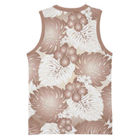 Mocha Mousse Aloha Hawaii Basketball Jersey Monstera Hibiscus Plumeria Seamless Vibes LT14 - Polynesian Pride