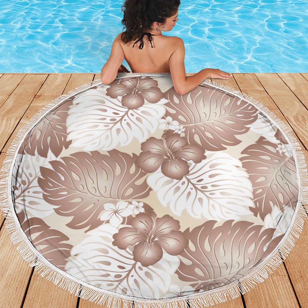 Mocha Mousse Aloha Hawaii Beach Blanket Monstera Hibiscus Plumeria Seamless Vibes LT14 - Polynesian Pride