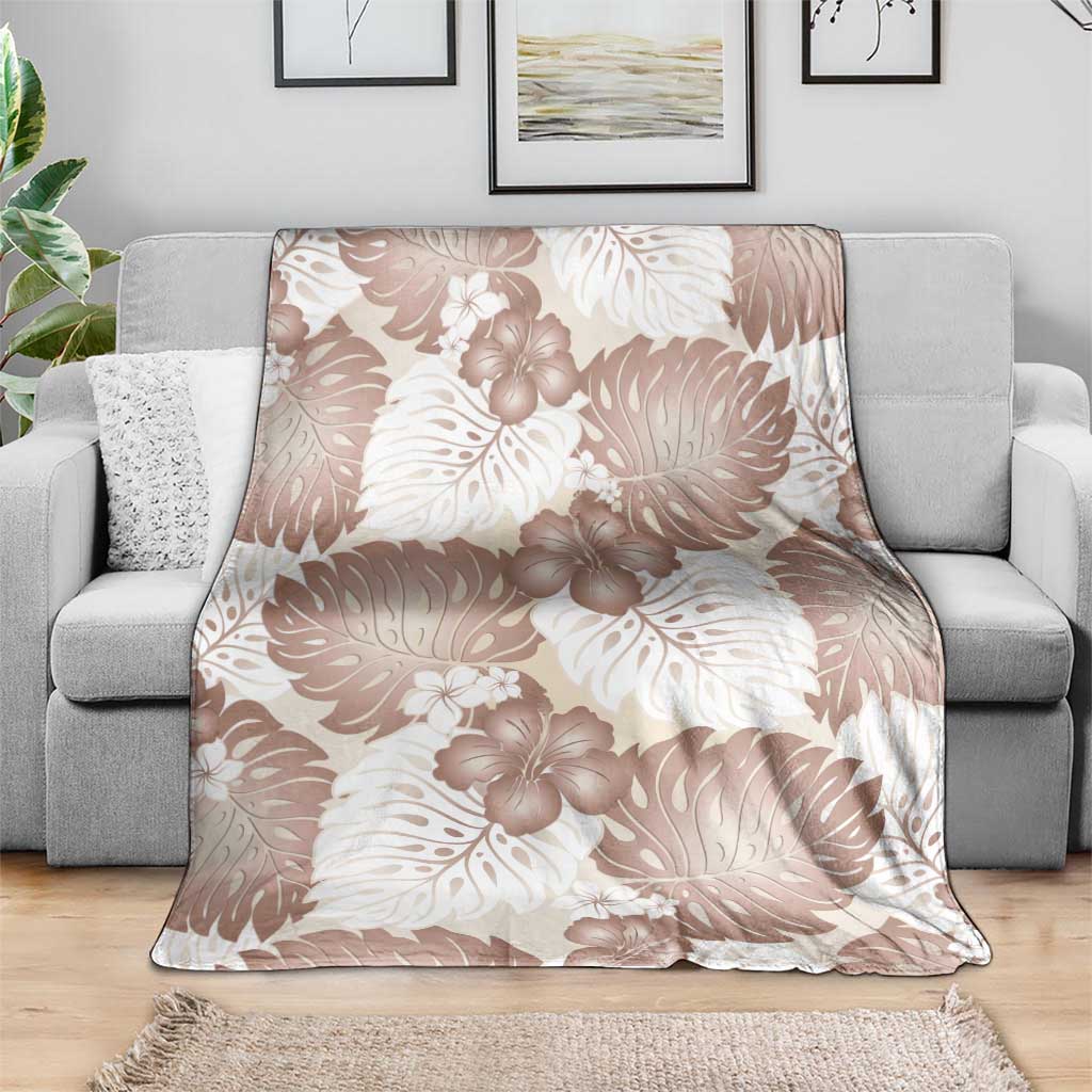 Mocha Mousse Aloha Hawaii Blanket Monstera Hibiscus Plumeria Seamless Vibes LT14 - Polynesian Pride