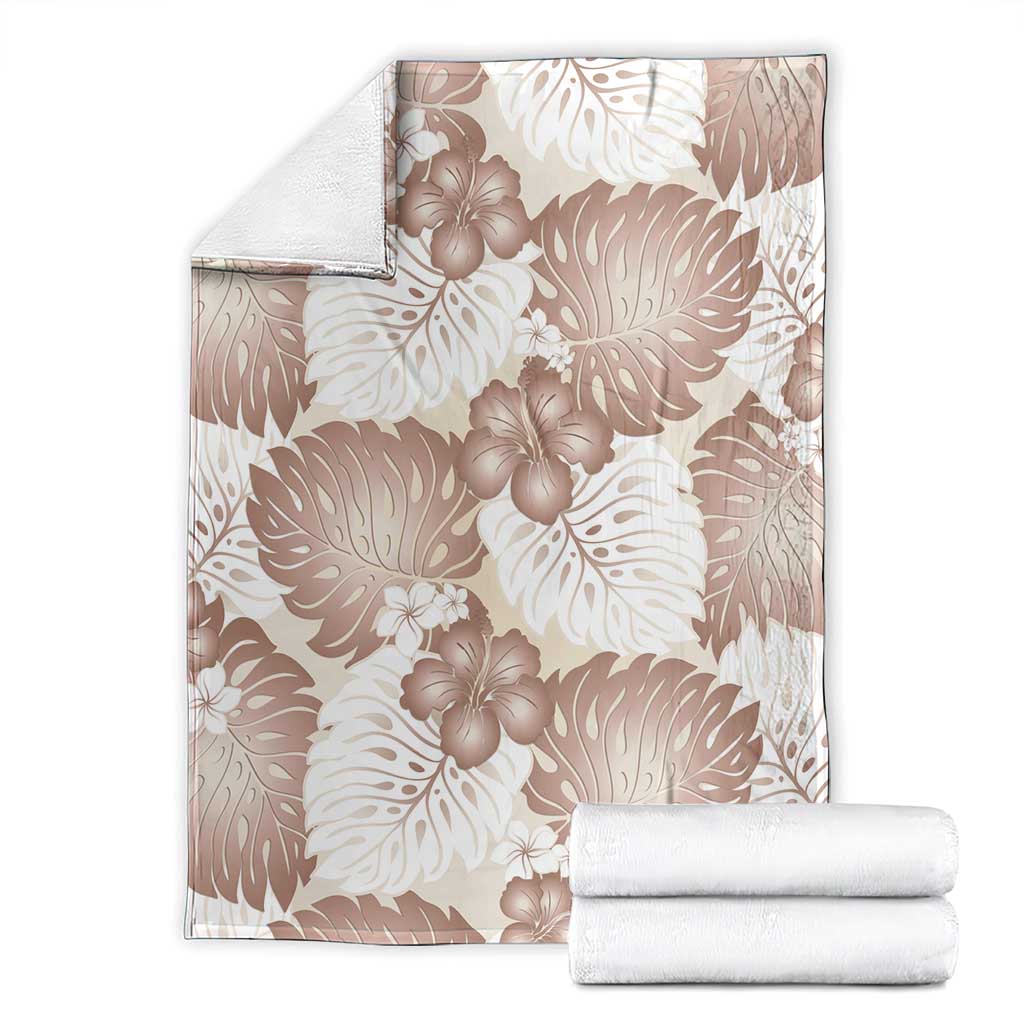 Mocha Mousse Aloha Hawaii Blanket Monstera Hibiscus Plumeria Seamless Vibes LT14 - Polynesian Pride