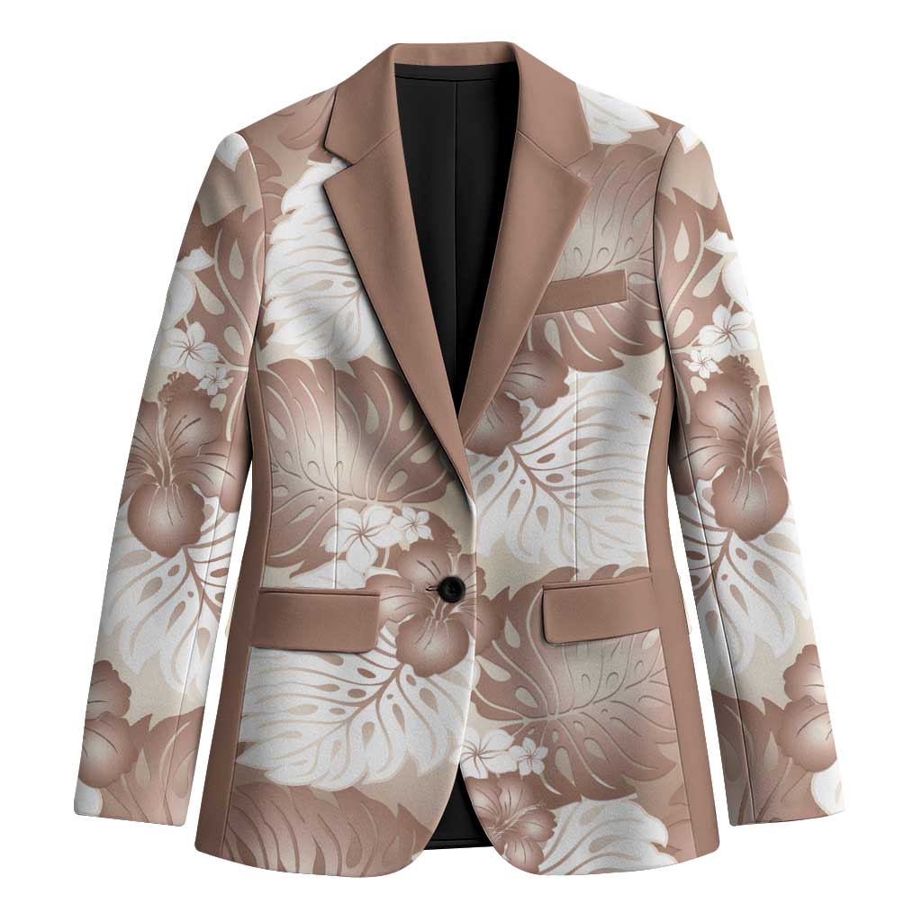 Mocha Mousse Aloha Hawaii Blazer Monstera Hibiscus Plumeria Seamless Vibes LT14 Unisex Mocha Mousse - Polynesian Pride