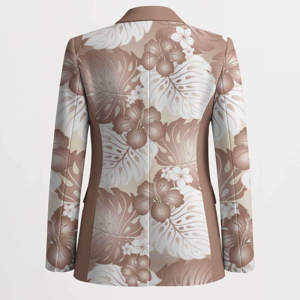 Mocha Mousse Aloha Hawaii Blazer Monstera Hibiscus Plumeria Seamless Vibes LT14 - Polynesian Pride