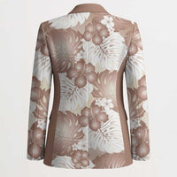 Mocha Mousse Aloha Hawaii Blazer Monstera Hibiscus Plumeria Seamless Vibes LT14 - Polynesian Pride