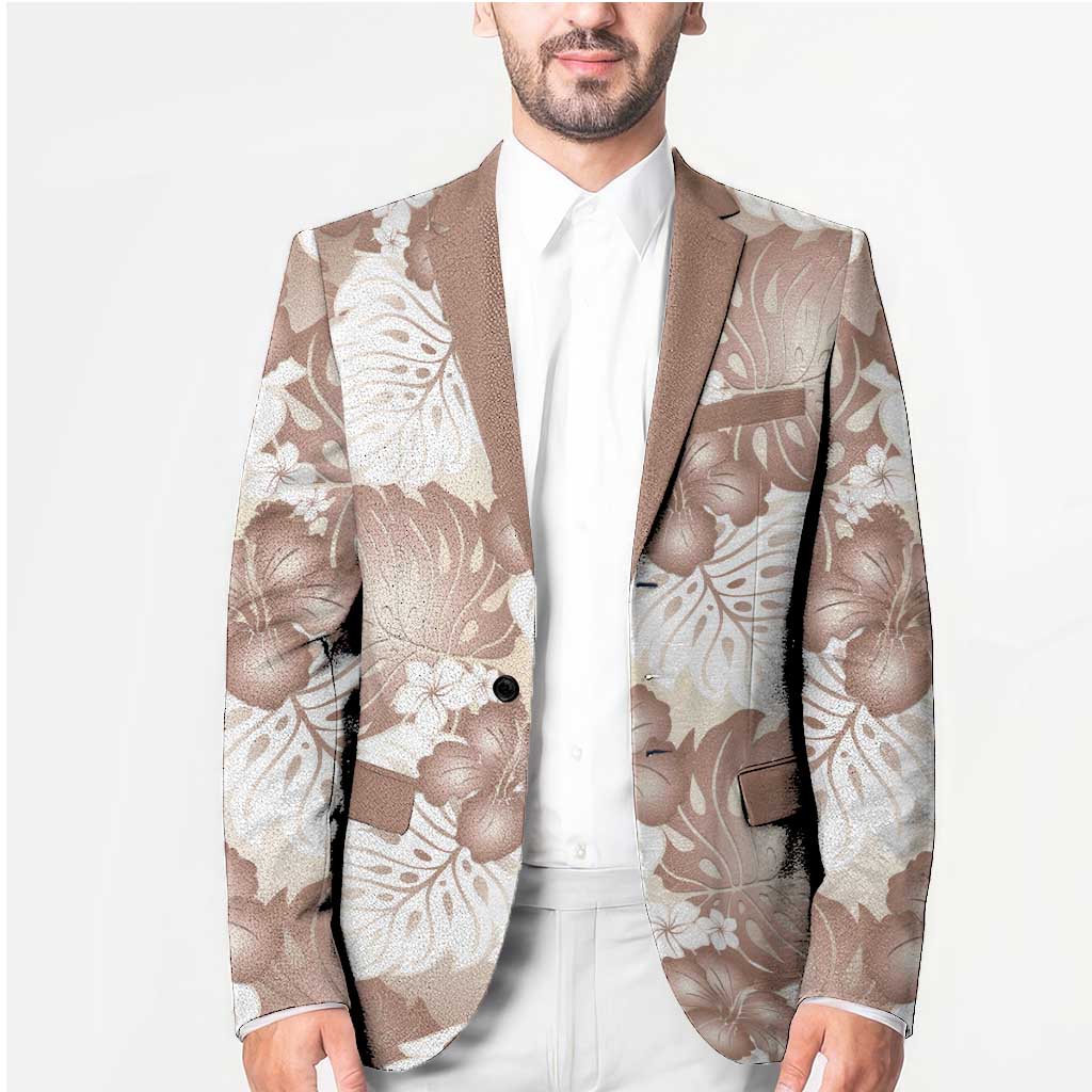 Mocha Mousse Aloha Hawaii Blazer Monstera Hibiscus Plumeria Seamless Vibes LT14 - Polynesian Pride
