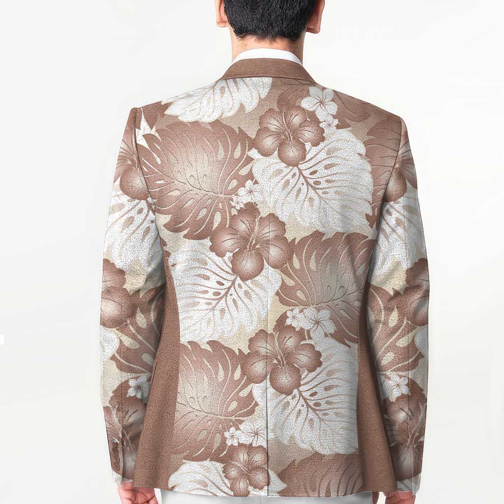 Mocha Mousse Aloha Hawaii Blazer Monstera Hibiscus Plumeria Seamless Vibes LT14 - Polynesian Pride