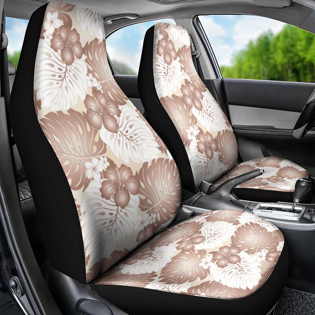 Mocha Mousse Aloha Hawaii Car Seat Cover Monstera Hibiscus Plumeria Seamless Vibes LT14 - Polynesian Pride