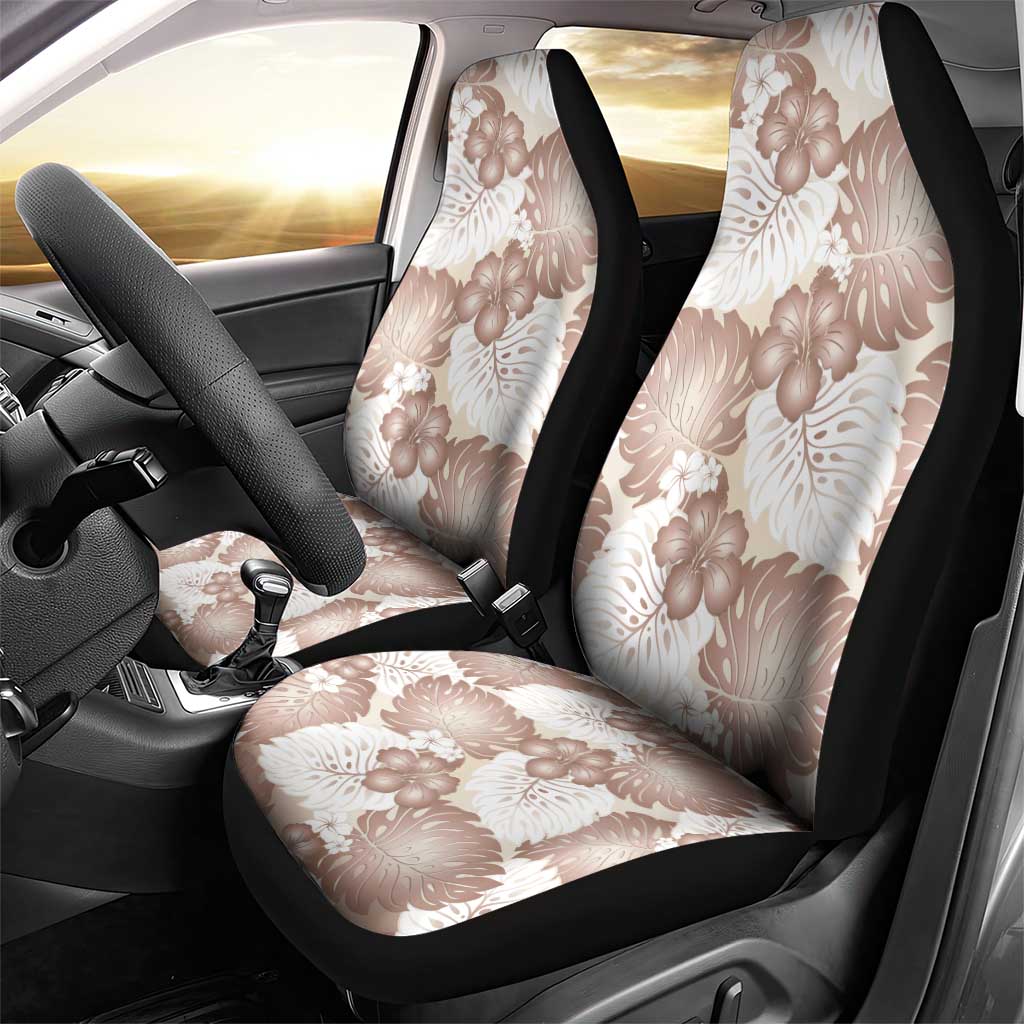 Mocha Mousse Aloha Hawaii Car Seat Cover Monstera Hibiscus Plumeria Seamless Vibes LT14 - Polynesian Pride