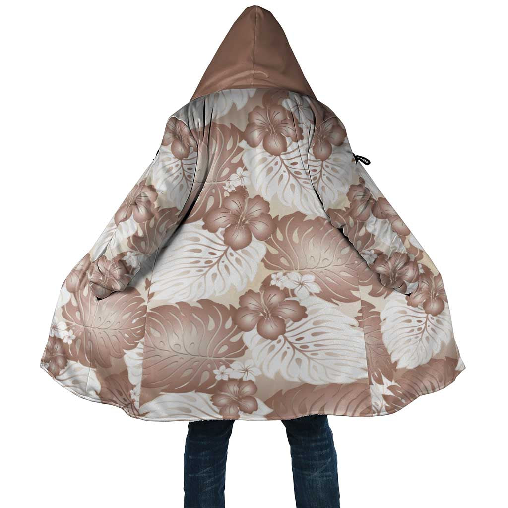 Mocha Mousse Aloha Hawaii Cloak Monstera Hibiscus Plumeria Seamless Vibes LT14 Unisex Mocha Mousse - Polynesian Pride