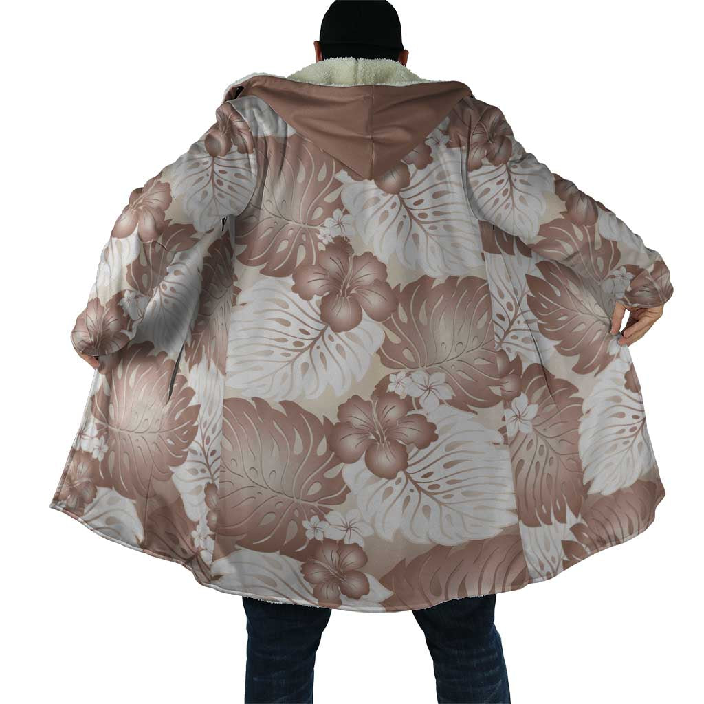 Mocha Mousse Aloha Hawaii Cloak Monstera Hibiscus Plumeria Seamless Vibes LT14 - Polynesian Pride