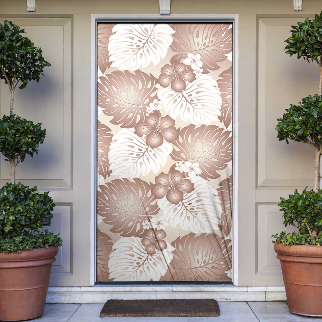 Mocha Mousse Aloha Hawaii Door Cover Monstera Hibiscus Plumeria Seamless Vibes LT14 Mocha Mousse - Polynesian Pride