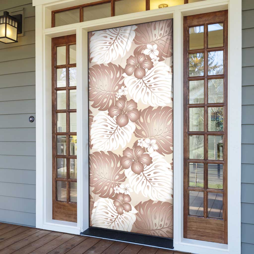 Mocha Mousse Aloha Hawaii Door Cover Monstera Hibiscus Plumeria Seamless Vibes LT14 - Polynesian Pride