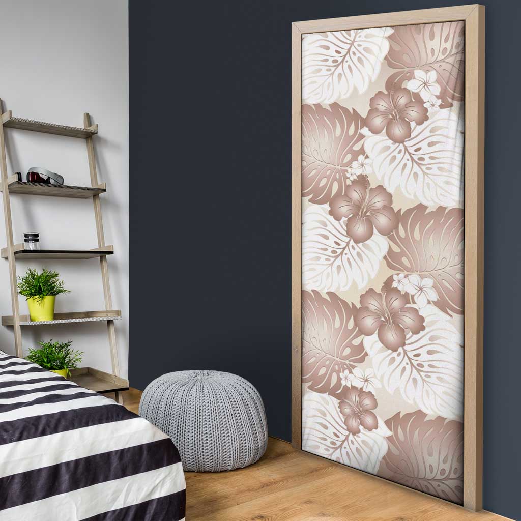 Mocha Mousse Aloha Hawaii Door Cover Monstera Hibiscus Plumeria Seamless Vibes LT14 - Polynesian Pride