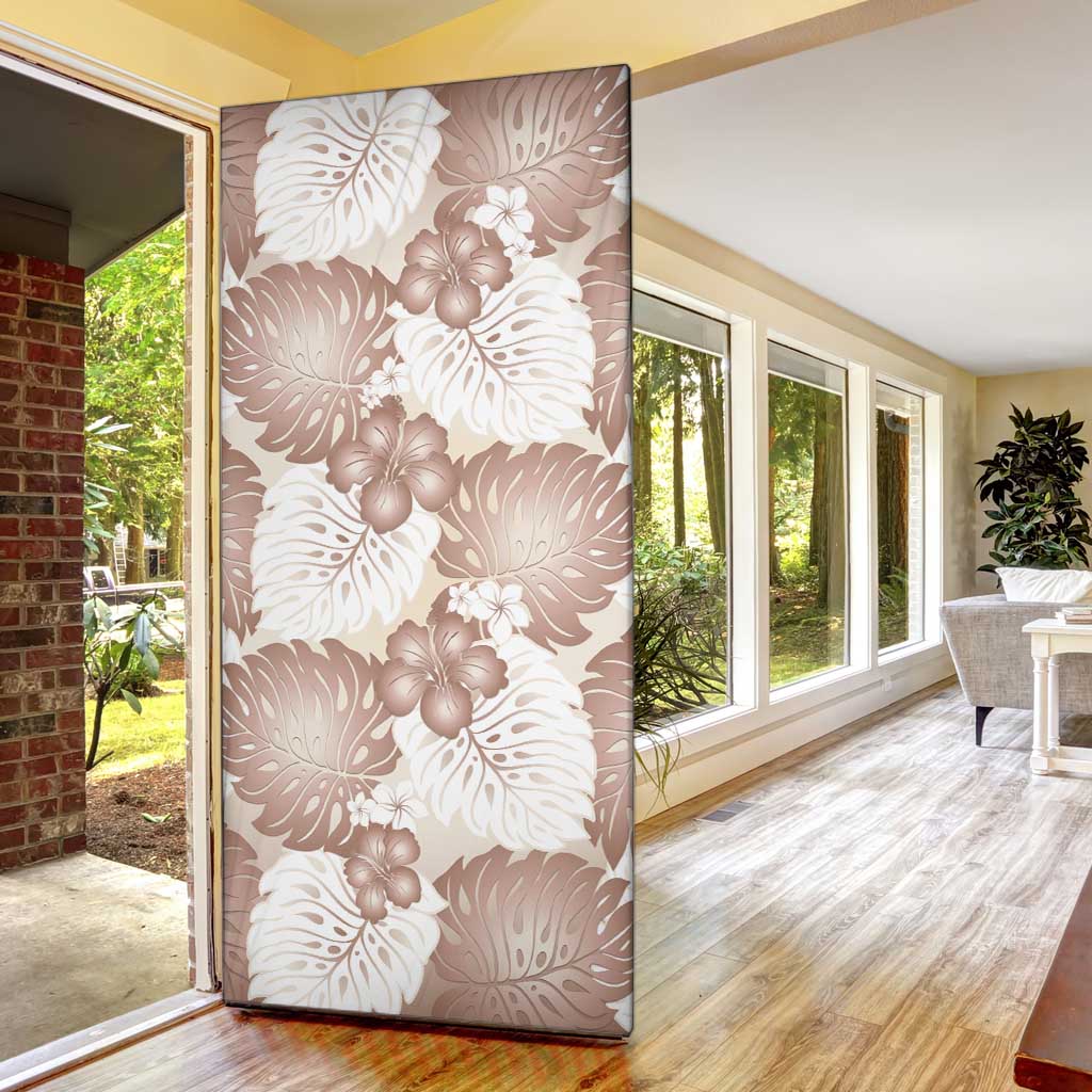 Mocha Mousse Aloha Hawaii Door Cover Monstera Hibiscus Plumeria Seamless Vibes LT14 - Polynesian Pride