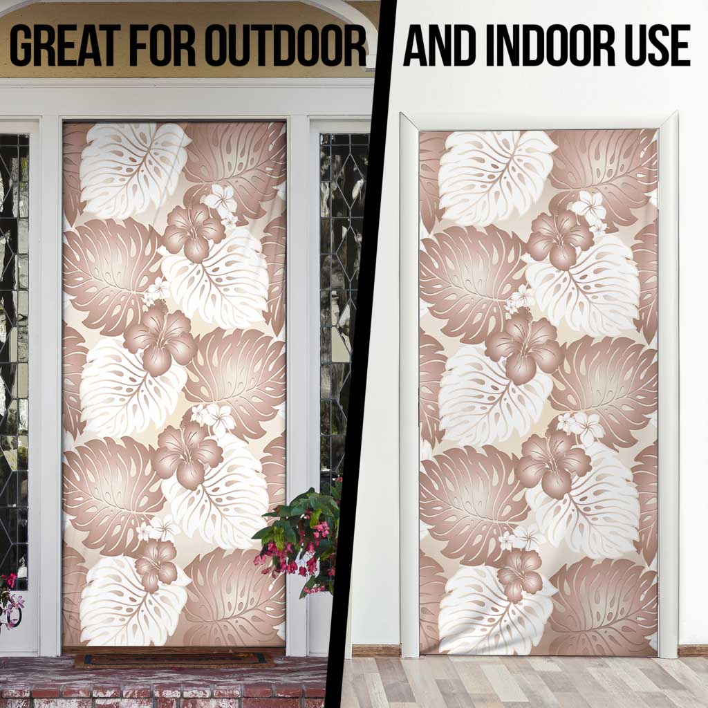 Mocha Mousse Aloha Hawaii Door Cover Monstera Hibiscus Plumeria Seamless Vibes LT14 - Polynesian Pride