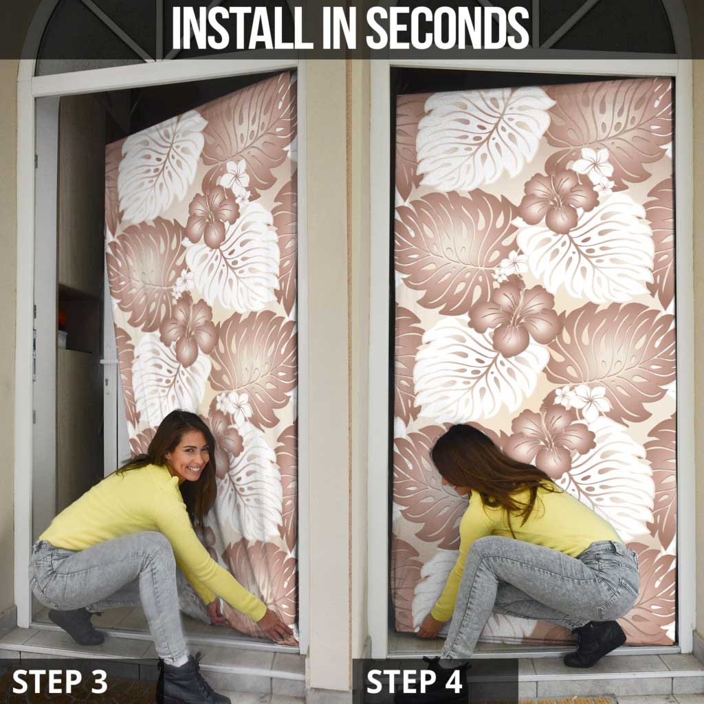 Mocha Mousse Aloha Hawaii Door Cover Monstera Hibiscus Plumeria Seamless Vibes LT14 - Polynesian Pride