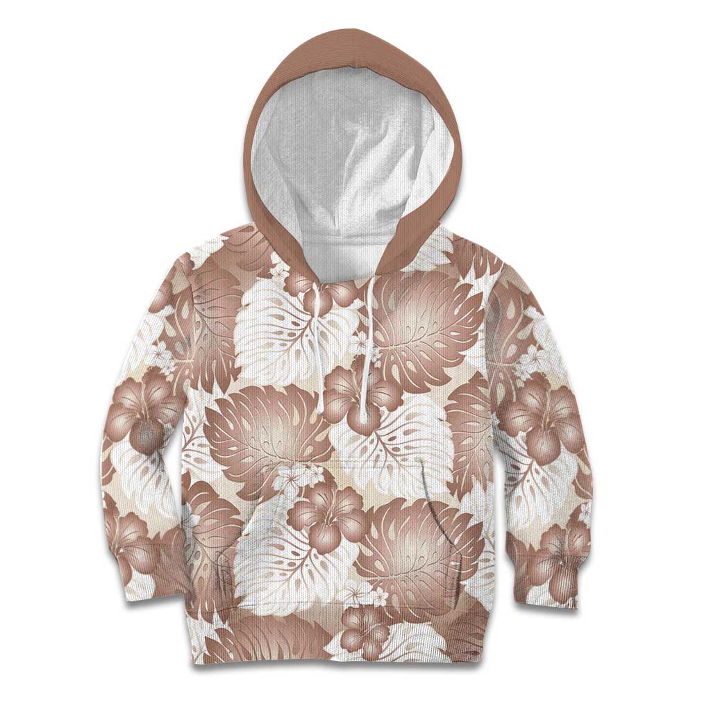 Mocha Mousse Aloha Hawaii Kid Hoodie Monstera Hibiscus Plumeria Seamless Vibes LT14 Hoodie Mocha Mousse - Polynesian Pride