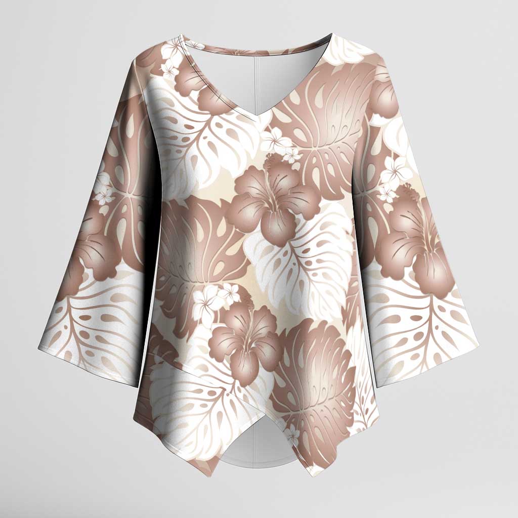 Mocha Mousse Aloha Hawaii Kimono Sleeve Blouse Monstera Hibiscus Plumeria Seamless Vibes LT14 Female Mocha Mousse - Polynesian Pride