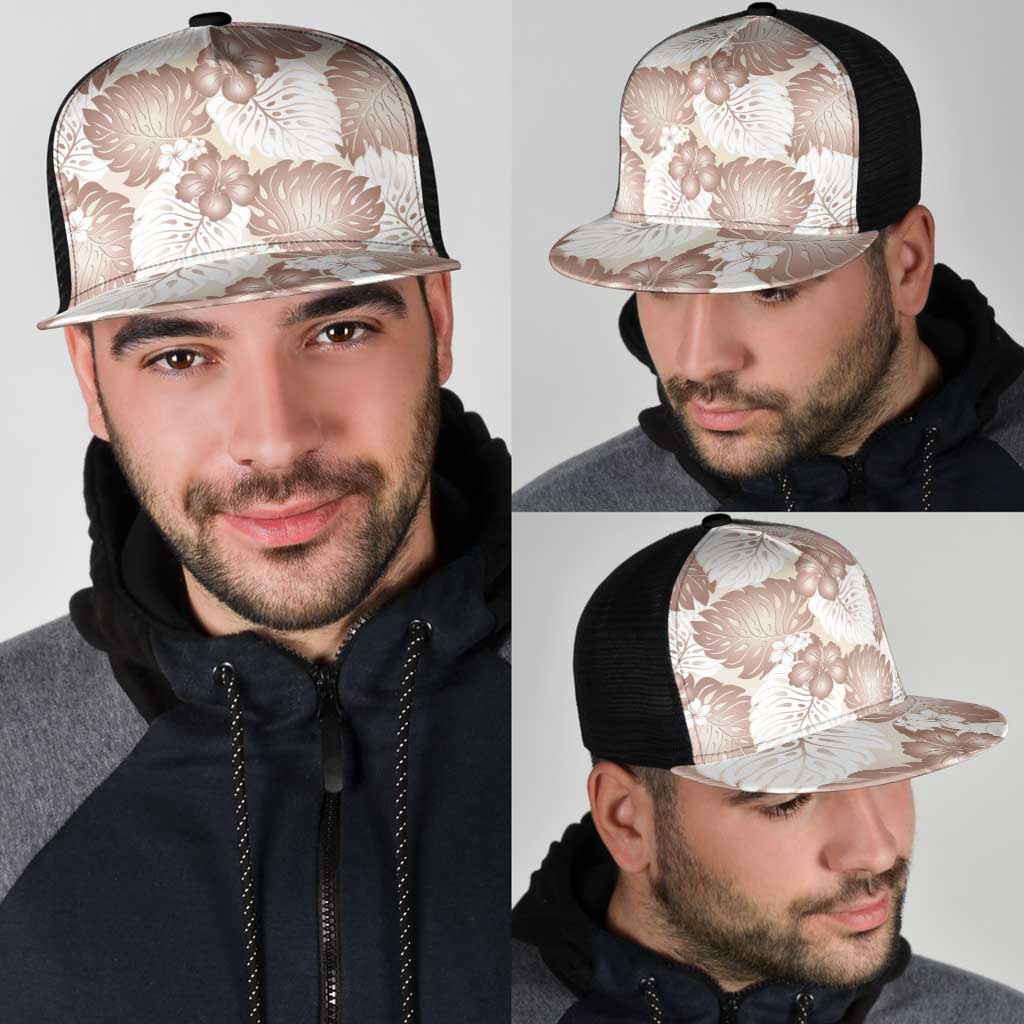 Mocha Mousse Aloha Hawaii Mesh Trucker Cap Monstera Hibiscus Plumeria Seamless Vibes LT14 - Polynesian Pride