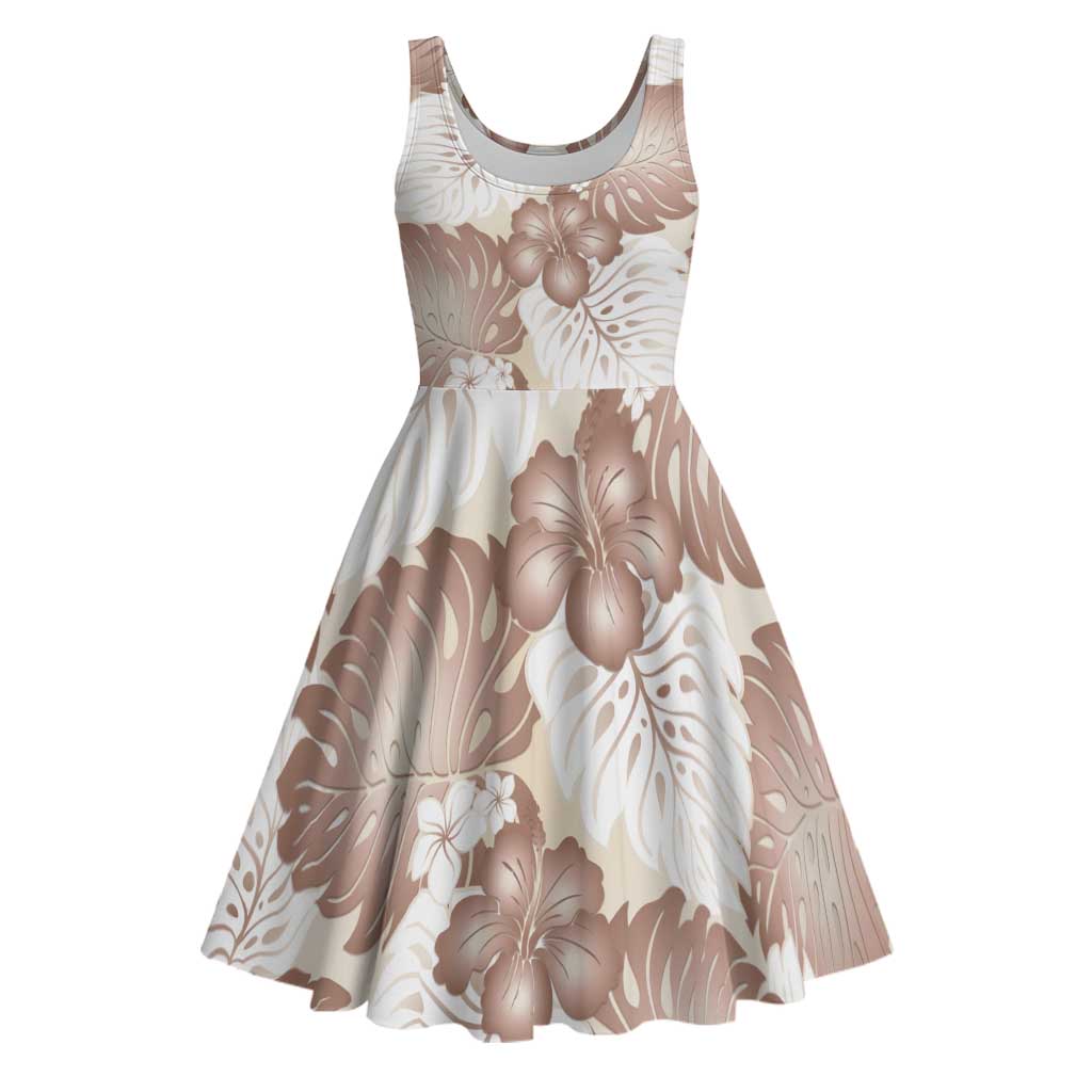 Mocha Mousse Aloha Hawaii Midi Dress Monstera Hibiscus Plumeria Seamless Vibes LT14 Mocha Mousse - Polynesian Pride