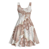 Mocha Mousse Aloha Hawaii Midi Dress Monstera Hibiscus Plumeria Seamless Vibes LT14 - Polynesian Pride