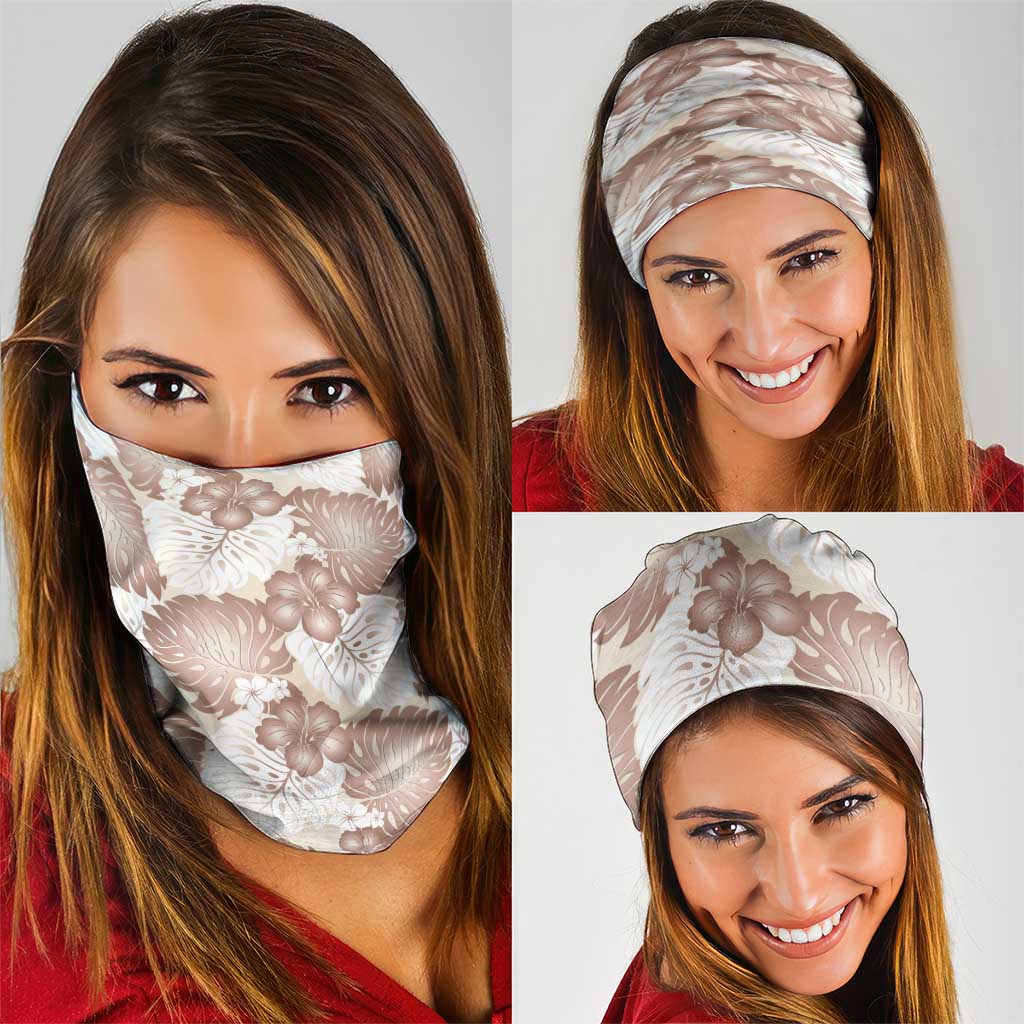 Mocha Mousse Aloha Hawaii Neck Gaiter Monstera Hibiscus Plumeria Seamless Vibes LT14 - Polynesian Pride